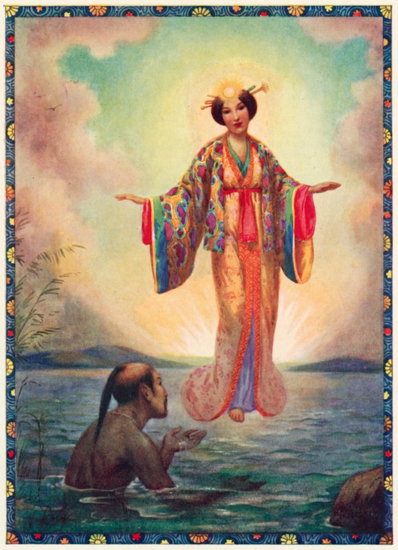 Amaterasu, velké nebeské božstvo (barevná litografie) od Harry George Theaker