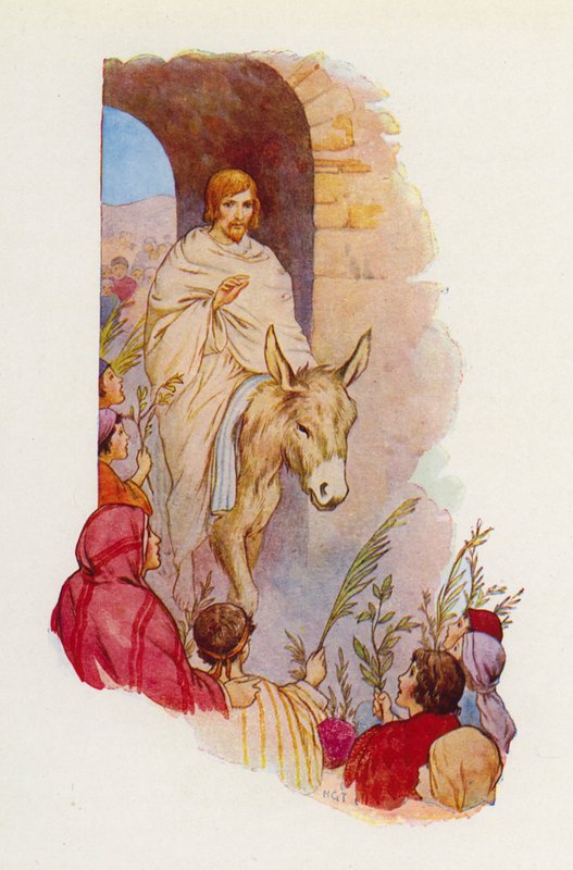 "Požehnaný, který přichází ve jménu Páně" (barevná litografie) od Harry George Theaker