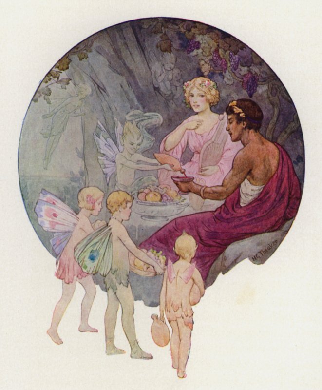 Kalypsó ve své jeskyni (barevná litografie) od Harry George Theaker