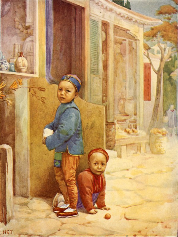 Čínští chlapci (barevná litografie) od Harry George Theaker