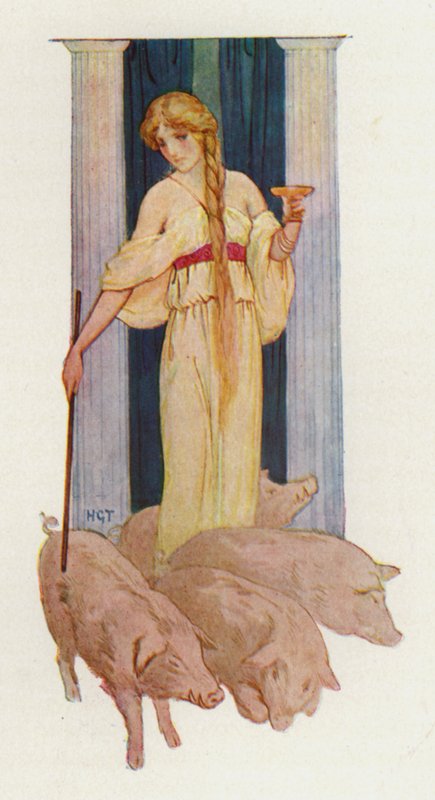 Circe (barevná litografie) od Harry George Theaker