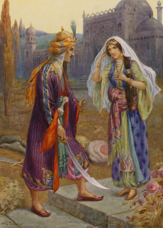 Codadad zabíjí černošského obra (barevná litografie) od Harry George Theaker
