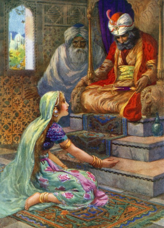 "Jeho jméno je Satjavan" (barevná litografie) od Harry George Theaker