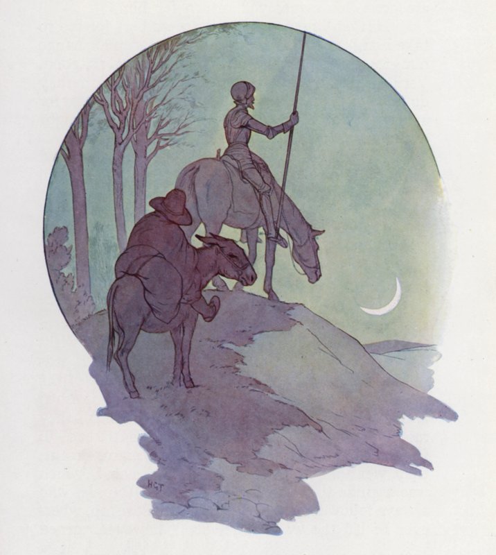 Ilustrace k Donu Quijotovi (barevná litografie) od Harry George Theaker
