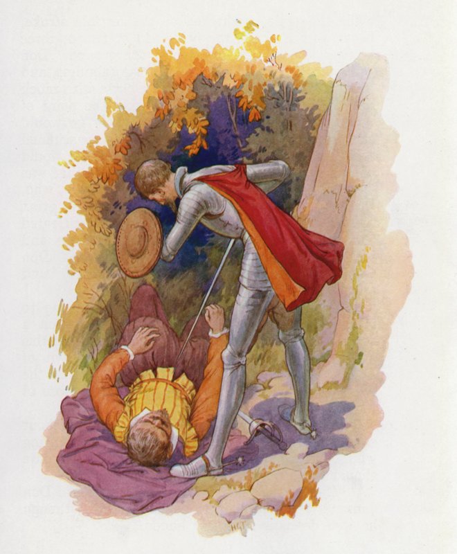 Ilustrace k Donu Quijotovi (barevná litografie) od Harry George Theaker