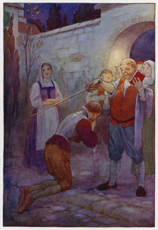 Ilustrace k Donu Quijotovi (barevná litografie) od Harry George Theaker
