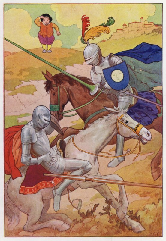 Ilustrace k Donu Quijotovi (barevná litografie) od Harry George Theaker