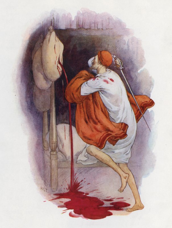 Ilustrace k Donu Quijotovi (barevná litografie) od Harry George Theaker