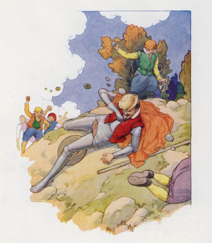 Ilustrace k Donu Quijotovi (barevná litografie) od Harry George Theaker