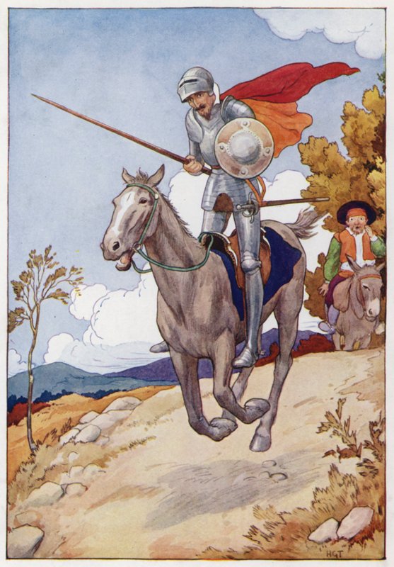 Ilustrace k Donu Quijotovi (barevná litografie) od Harry George Theaker