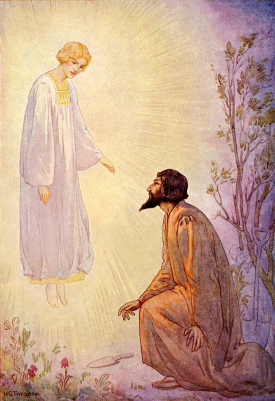 Josefa navštívil krásný duch (barevná litografie) od Harry George Theaker
