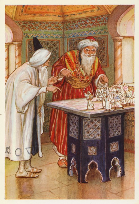 Král Aben Habuz a arabský astrolog (barevná litografie) od Harry George Theaker