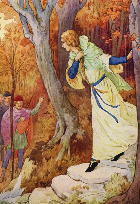 Marian přiběhl (barevná litografie) od Harry George Theaker