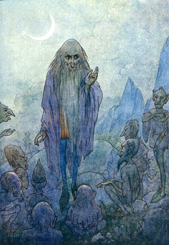 Merlin (barevná litografie) od Harry George Theaker