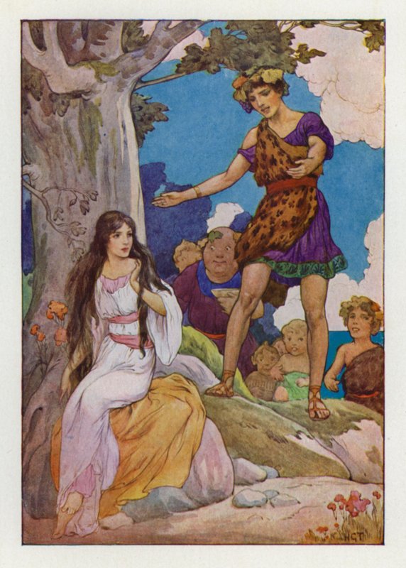 Ubohá, ztracená plačící Ariadna (barevná litografie) od Harry George Theaker