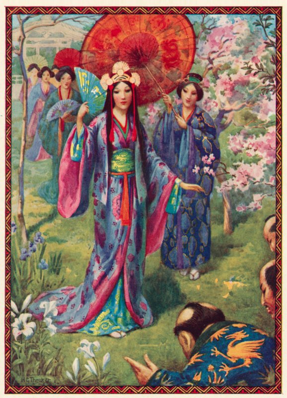 Princezna Yakami z Inaby (barevná litografie) od Harry George Theaker