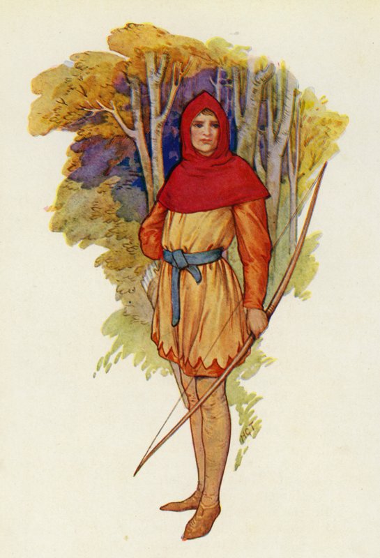 Robin byl dobrodružný typ už v mládí (barevná litografie) od Harry George Theaker