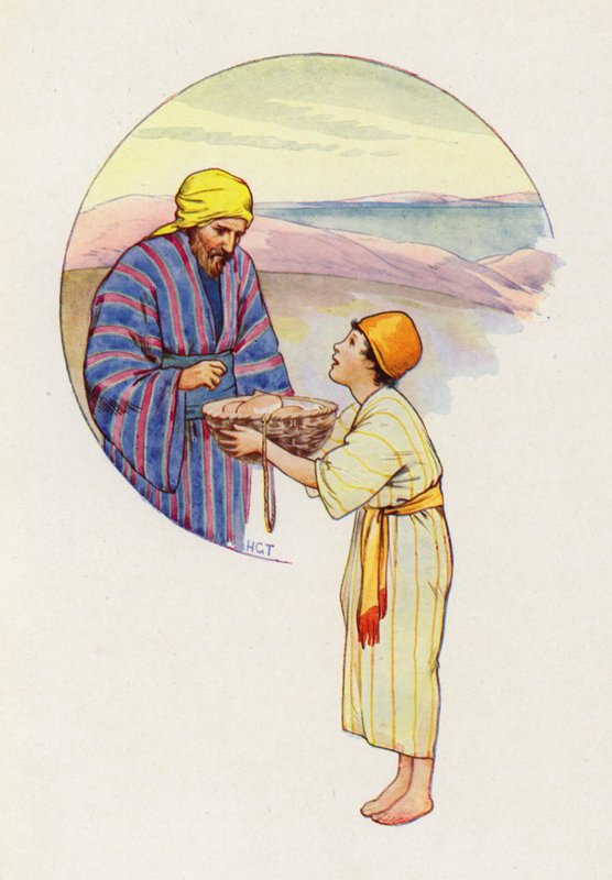 "Řekni Mistrovi, ať si to všechno vezme," zvolal malý chlapec (barevná litografie). od Harry George Theaker