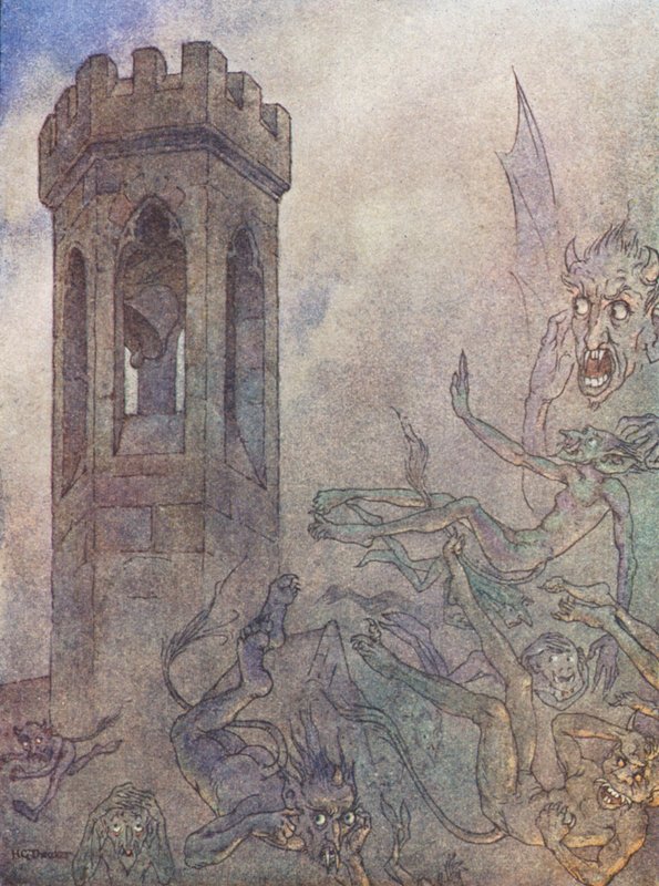 Paní Rohesia (barevná litografie) od Harry George Theaker