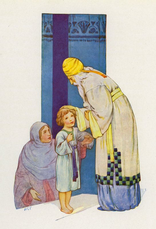 Největším darem byl její malý syn Samuel (barevná litografie). od Harry George Theaker