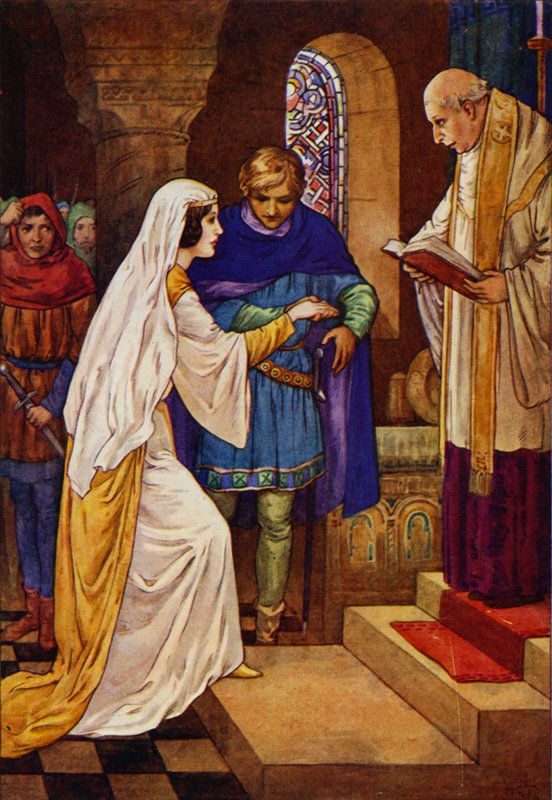 Pak je kněz oddal (barevná litografie) od Harry George Theaker