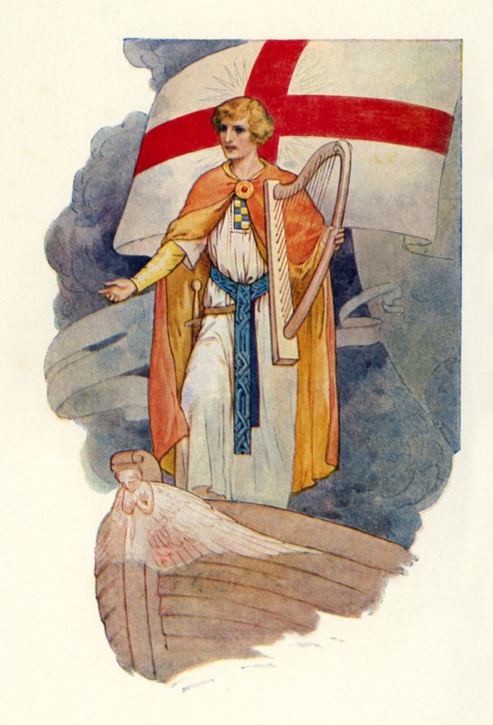 Pod křížem stál muž a hleděl (barevná litografie) od Harry George Theaker