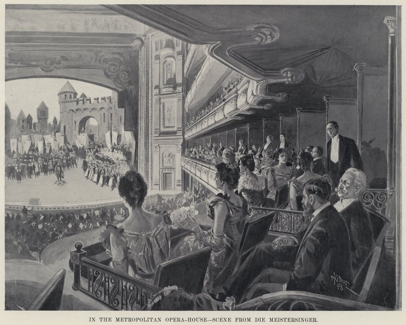 V Metropolitní opeře, scéna z Die Meistersinger (litho) od Harry Grant Dart