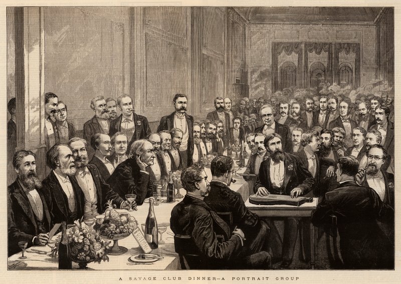 A Savage Club Dinner, skupina portrétů od Harry Hamilton Johnston