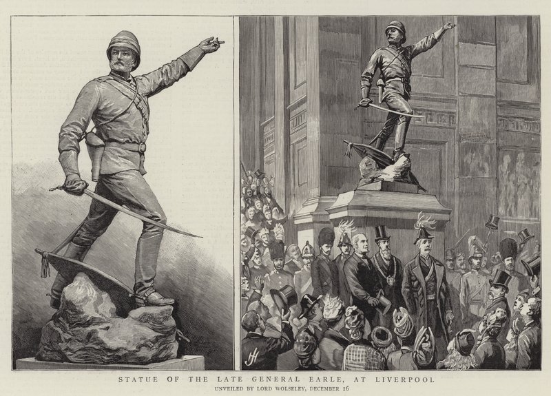 Socha zesnulého generála Earla v Liverpoolu od Harry Hamilton Johnston