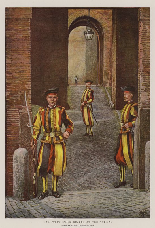 Papežské švýcarské gardy ve Vatikánu (chromolitho) od Harry Hamilton Johnston