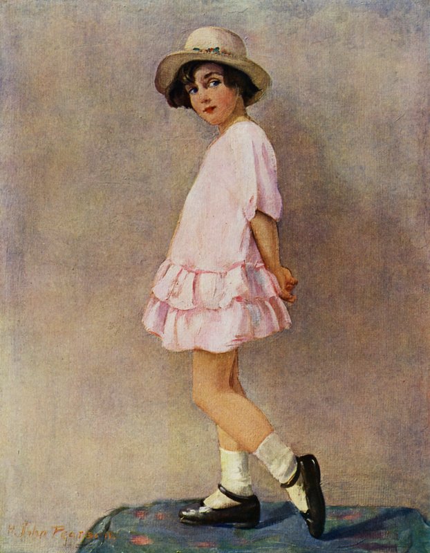 "Udělám?" - mladá dívka se chystá jít ven (barva litho) od Harry J. Pearson