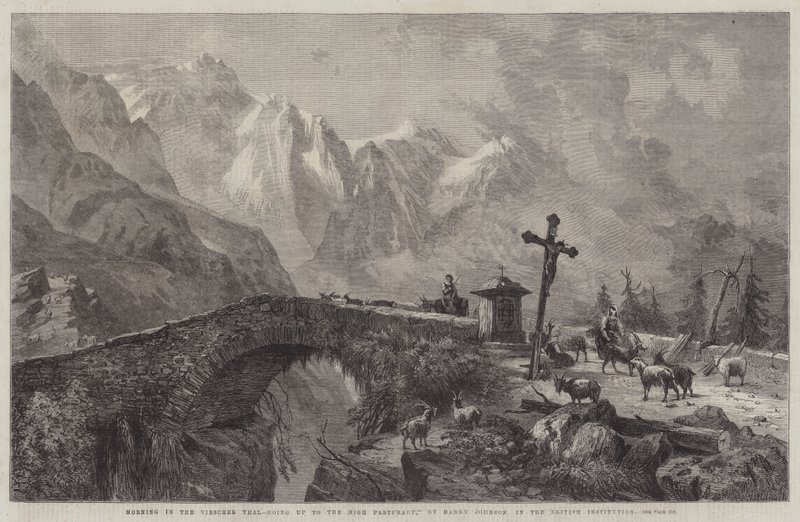 Ráno ve Viescher Thal, stoupání na Vysokou pastvinu od Harry John Johnson