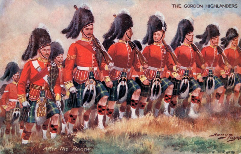 Gordon Highlanders, After Review (barevné lito) od Harry Payne