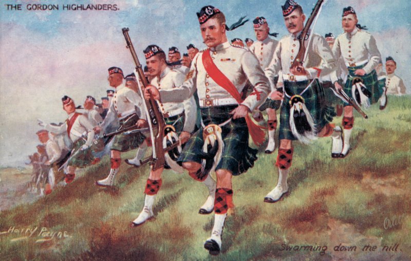 Gordon Highlanders, rojící se z kopce (barva litho) od Harry Payne