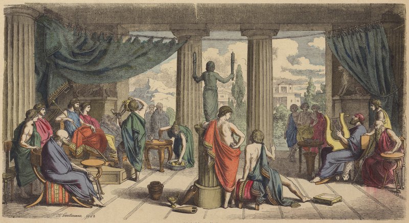Královský dvůr ve starověkém Řecku (barevná rytina) od Heinrich Leutemann