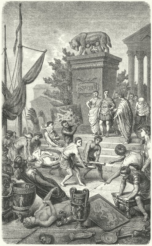 Příjezd starověkých řeckých uměleckých děl odvezených do Říma (rytina) od Heinrich Leutemann