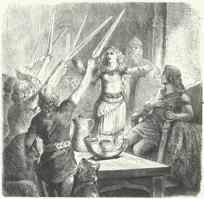 Baltové připíjejí dětem svého krále (rytina) od Heinrich Leutemann
