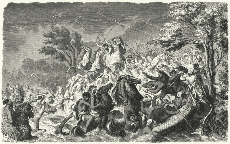 Bitva u Crimissus, 339 př.nl (rytina) od Heinrich Leutemann