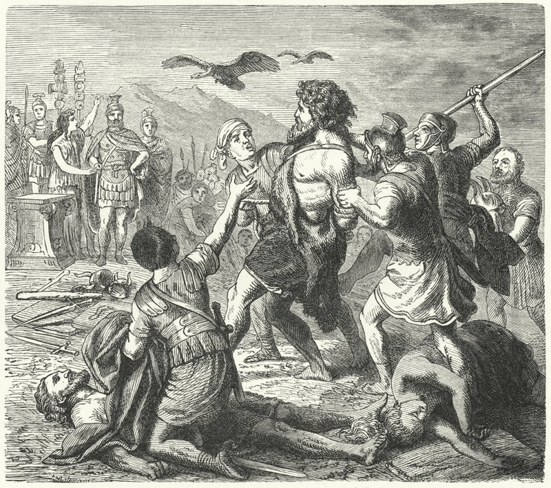 Dobytí Tetoboda, krále Germánů, Římany po bitvě u Aquae Sextiae od Heinrich Leutemann