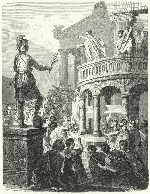 Cicero promlouvá k lidu Říma z Rostra od Heinrich Leutemann