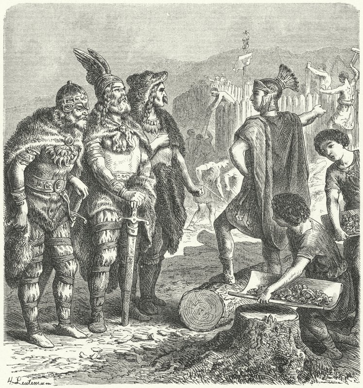 Římský generál Stilicho vyjednávání s Góty, c400 (rytina) od Heinrich Leutemann
