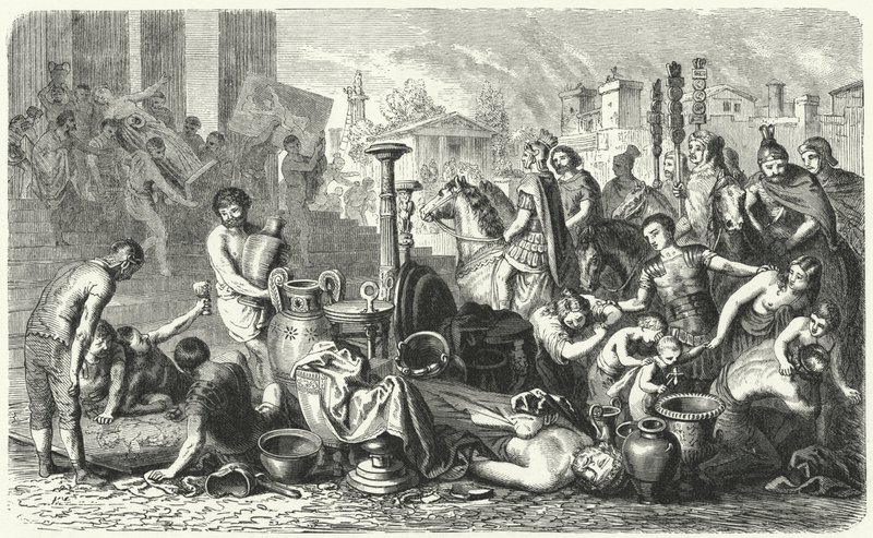 Římané odváželi umělecké poklady Řecka (rytina) od Heinrich Leutemann