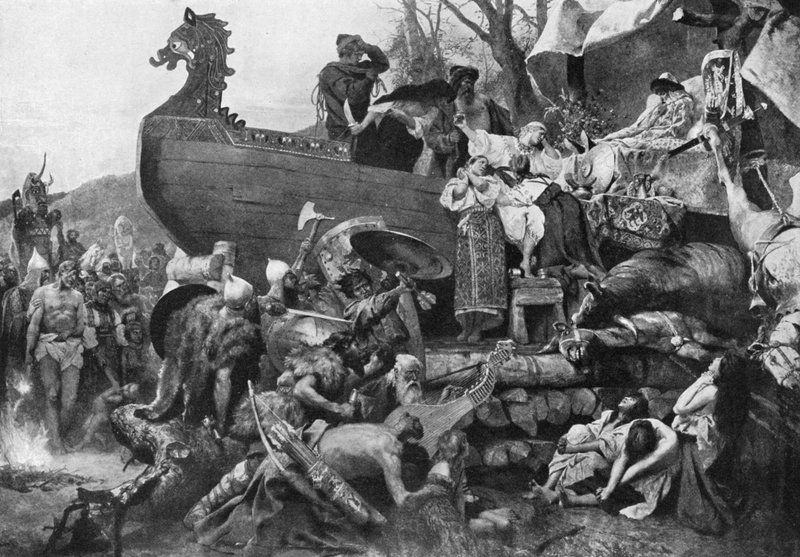 Pohřeb varjažského náčelníka (litho) od Hendrik (after) Siemiradzki