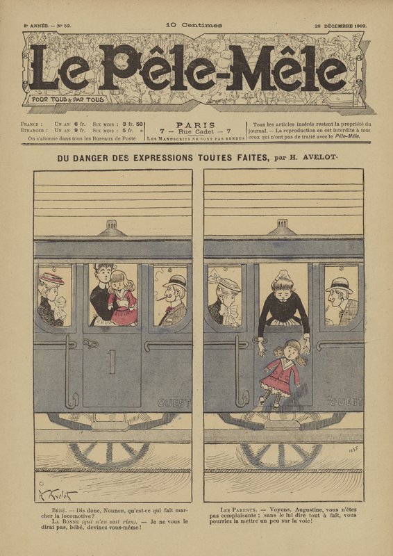 Nebezpečí hotových výrazů. Ilustrace pro Le Pele-Mele, 1902 od Henri Avelot
