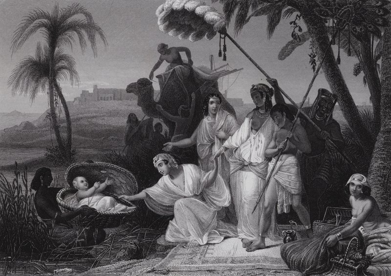 Nalezení Mojžíše (rytina) od Henri Frederic (after) Schopin
