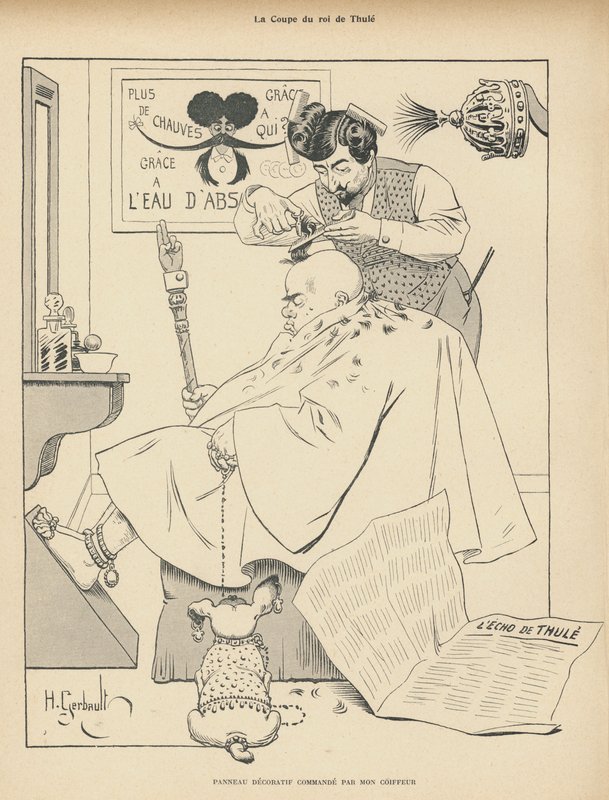Účes krále Thule: muž u holiče (litho) od Henri Gerbault
