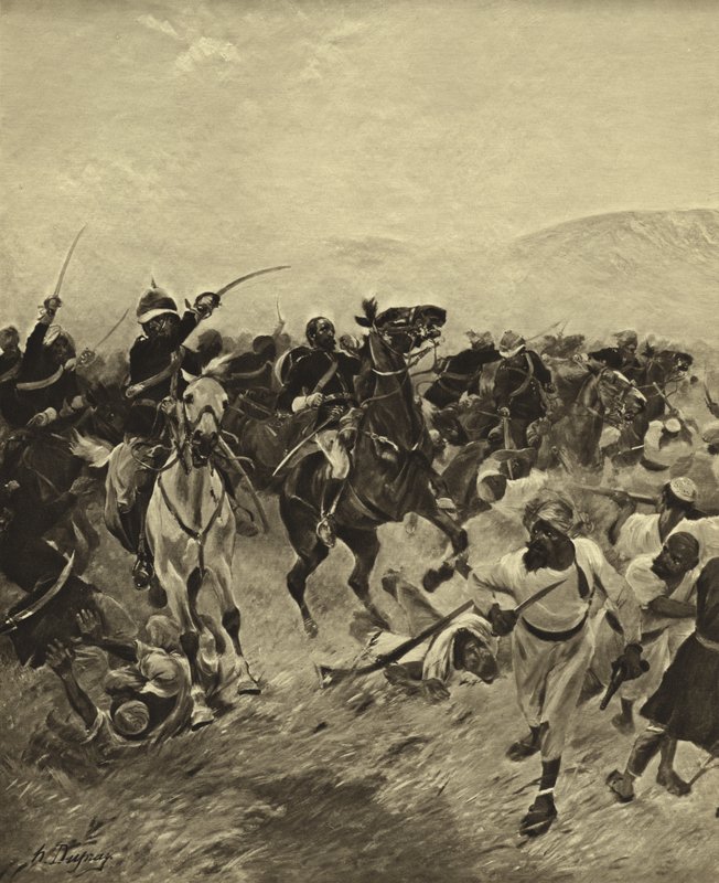 Bitva u Fatehabad, 1879 (hlubotisk) od Henri Louis Dupray