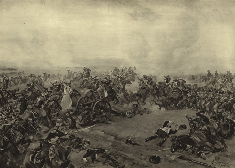 Bitva u Waterloo, 1815 (hlubotisk) od Henri Louis Dupray