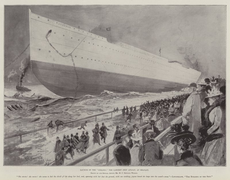 Start Oceanic, největší lodi na vodě, v Belfastu od Henry Charles Seppings Wright