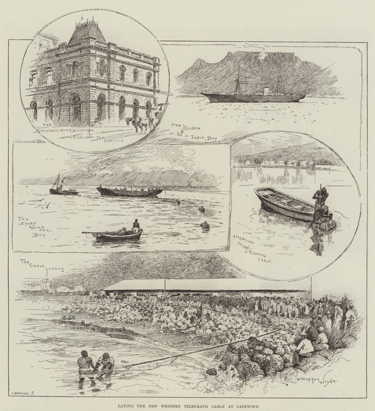 Položení nového západního telegrafního kabelu v Kapském Městě od Henry Charles Seppings Wright